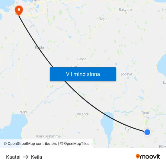Kaatsi to Keila map