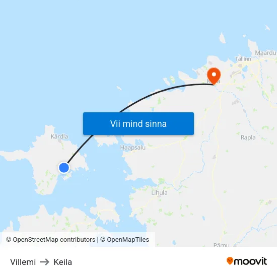 Villemi to Keila map