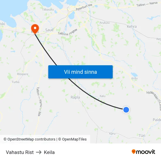 Vahastu Rist to Keila map