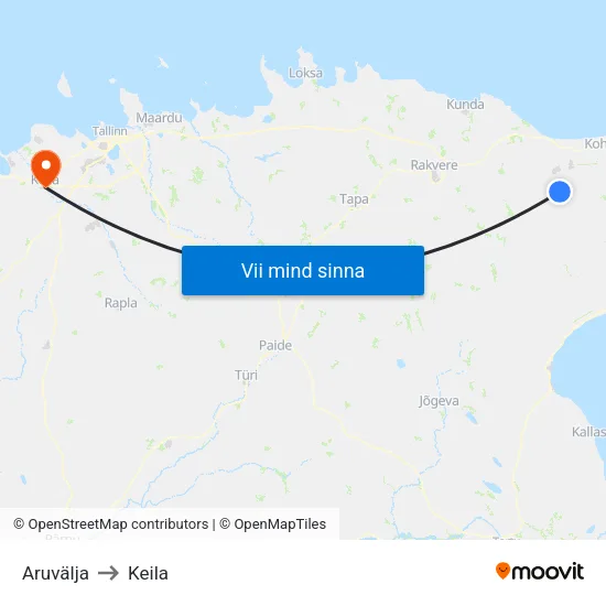 Aruvälja to Keila map
