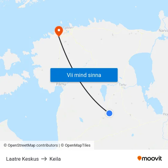 Laatre Keskus to Keila map