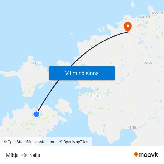 Mätja to Keila map