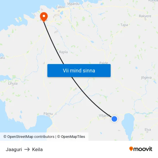 Jaaguri to Keila map