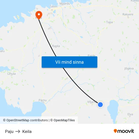 Paju to Keila map