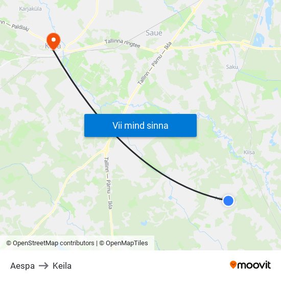 Aespa to Keila map