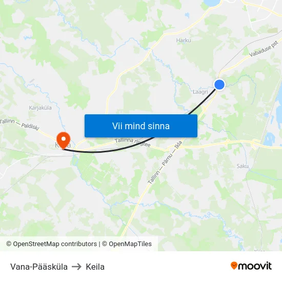 Vana-Pääsküla to Keila map