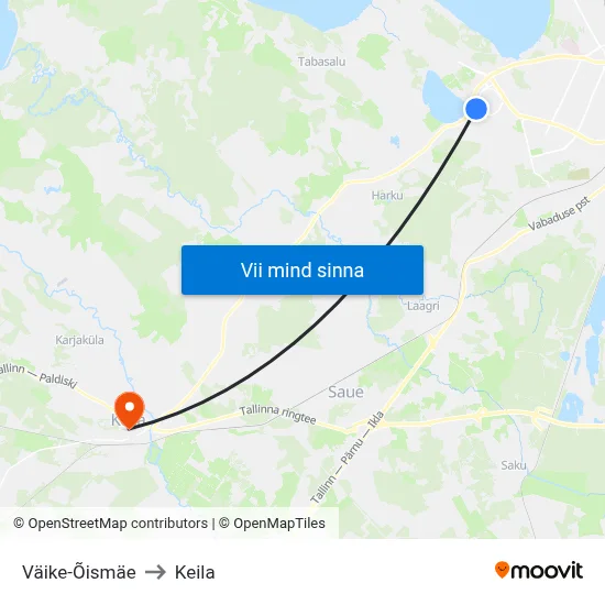 Väike-Õismäe to Keila map