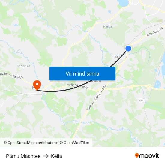 Pärnu Maantee to Keila map