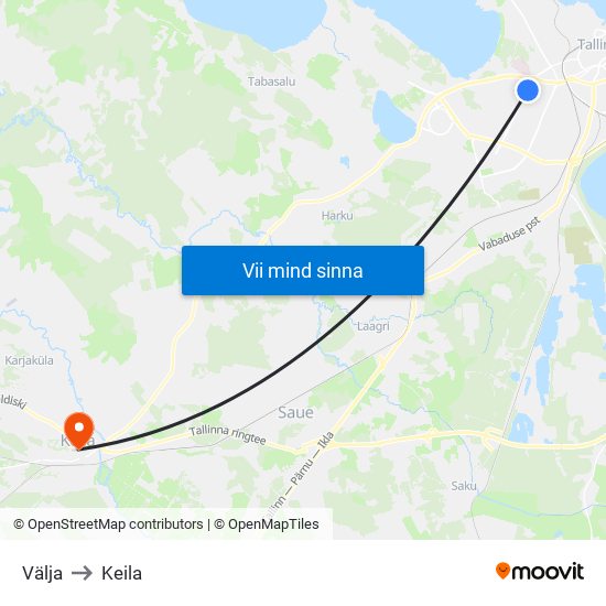 Välja to Keila map