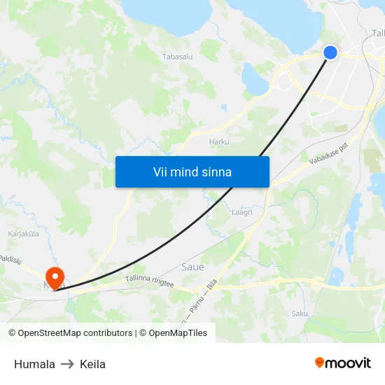 Humala to Keila map