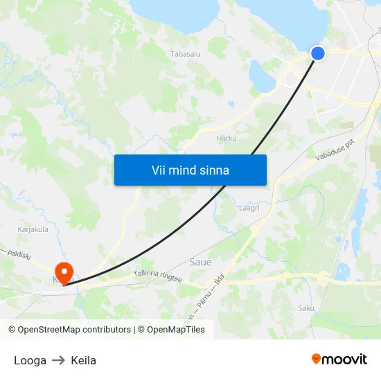 Looga to Keila map