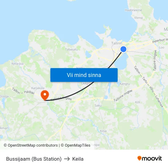 Bussijaam (Bus Station) to Keila map