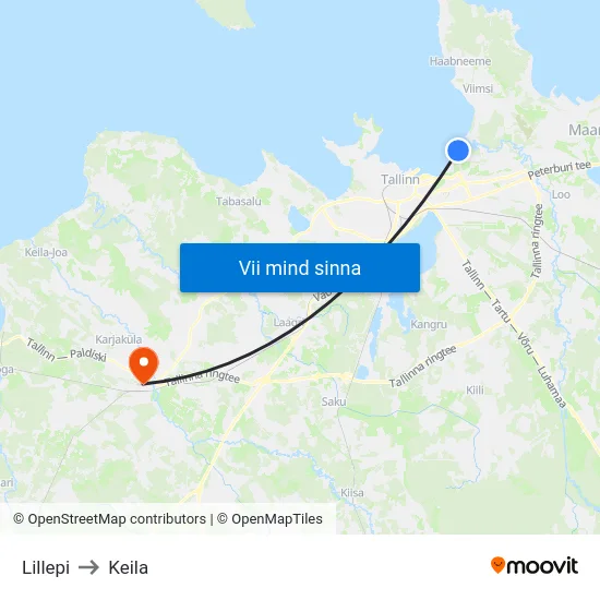 Lillepi to Keila map