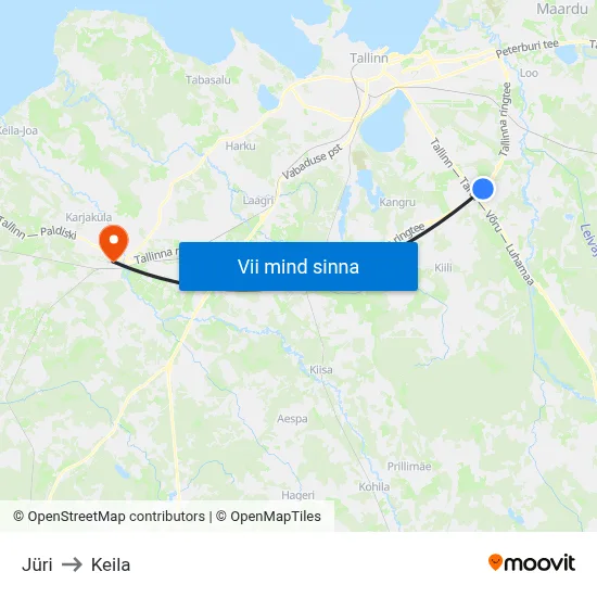 Jüri to Keila map