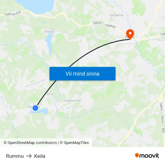 Rummu to Keila map