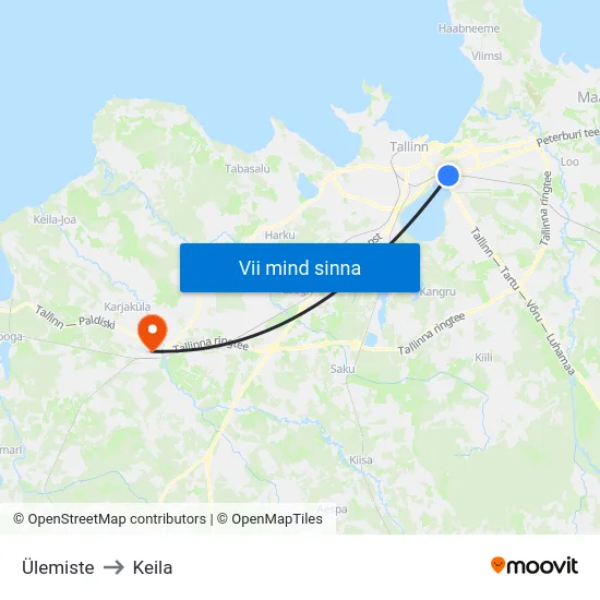 Ülemiste to Keila map