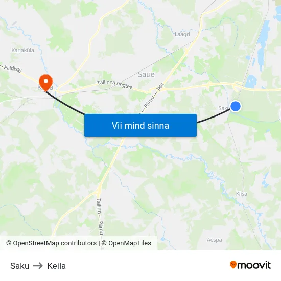 Saku to Keila map