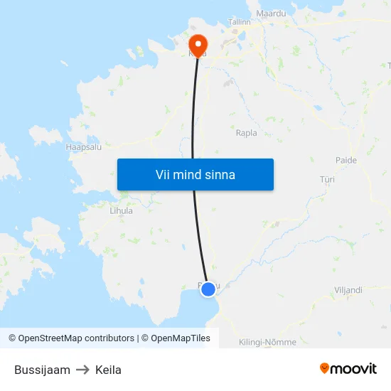 Bussijaam to Keila map