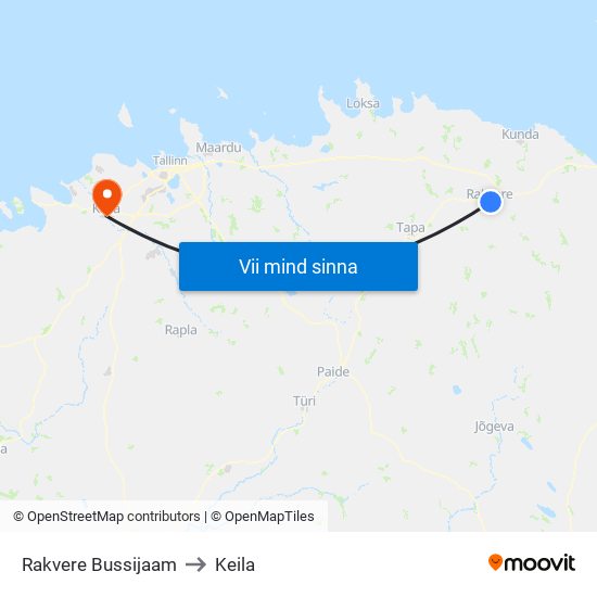 Rakvere Bussijaam to Keila map