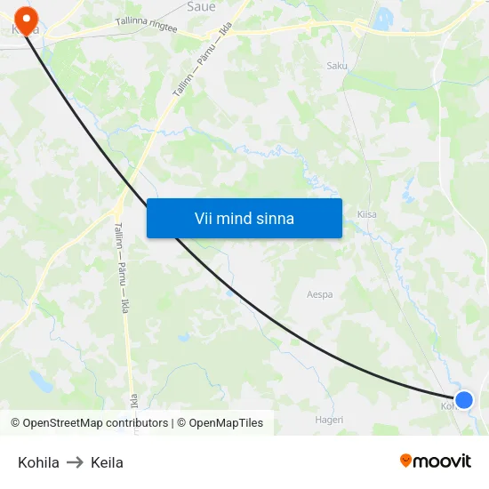 Kohila to Keila map
