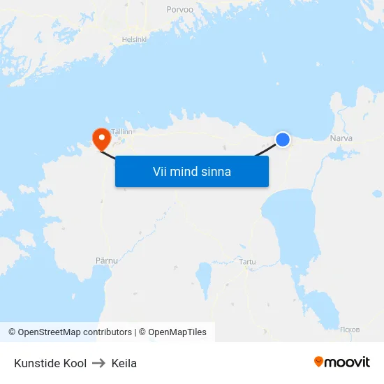 Kunstide Kool to Keila map