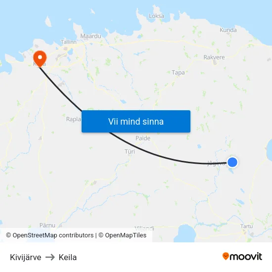 Kivijärve to Keila map