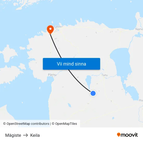 Mägiste to Keila map