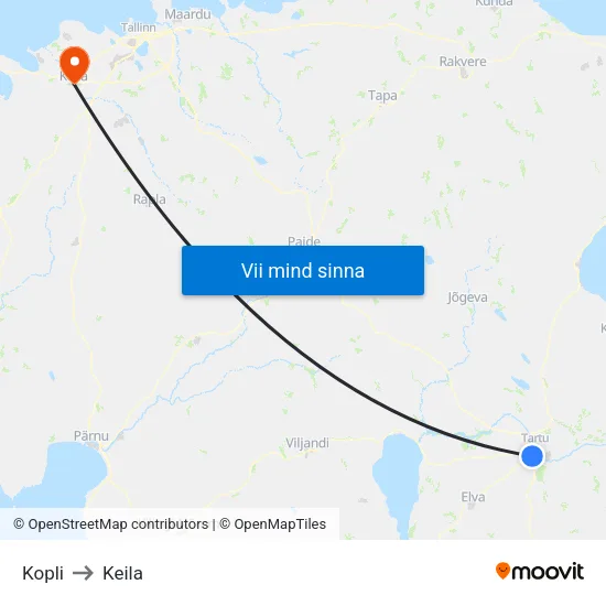 Kopli to Keila map