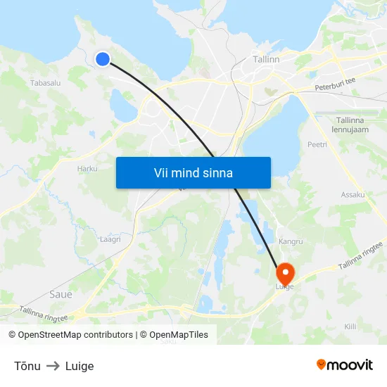 Tõnu to Luige map