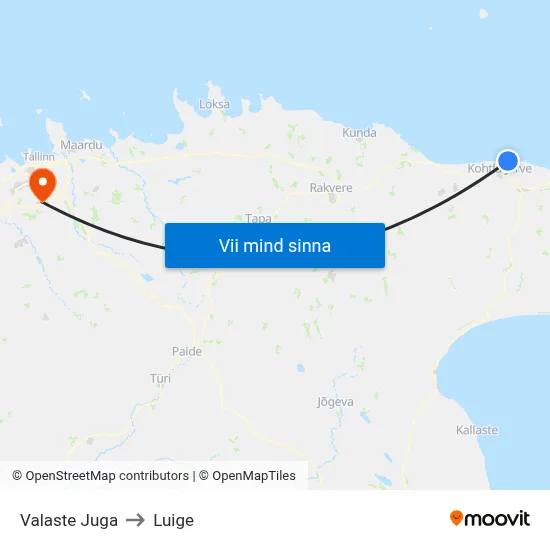 Valaste Juga to Luige map