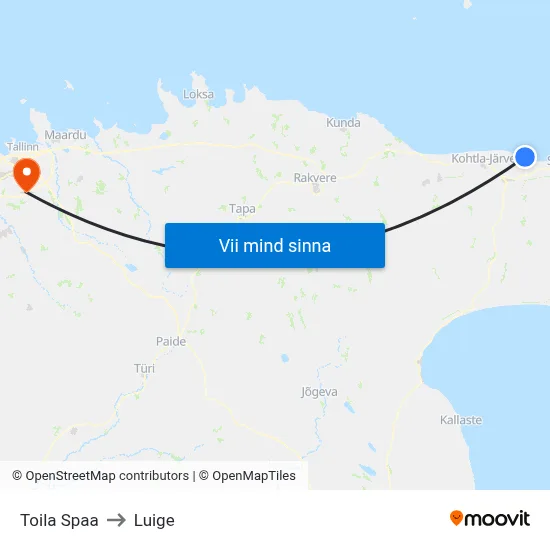Toila Spaa to Luige map