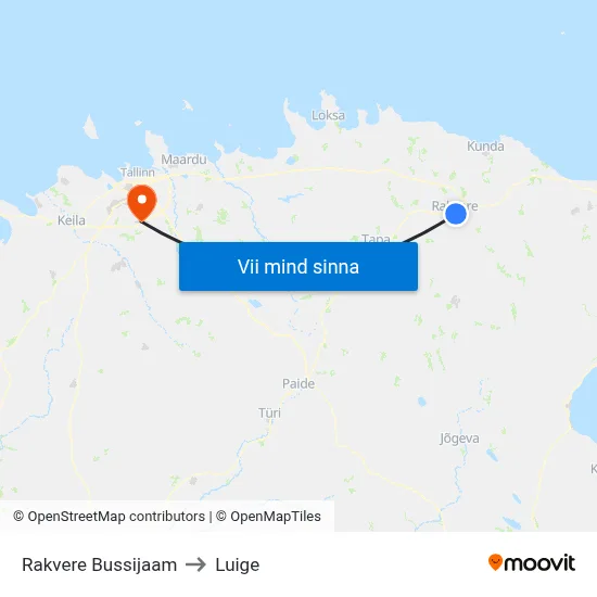 Rakvere Bussijaam to Luige map