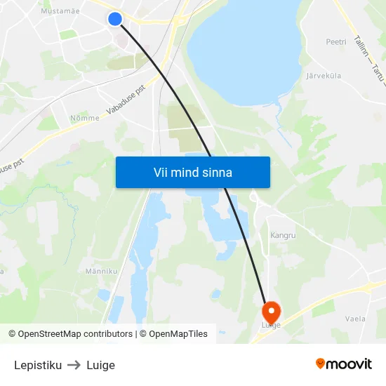Lepistiku to Luige map