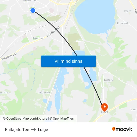Ehitajate Tee to Luige map