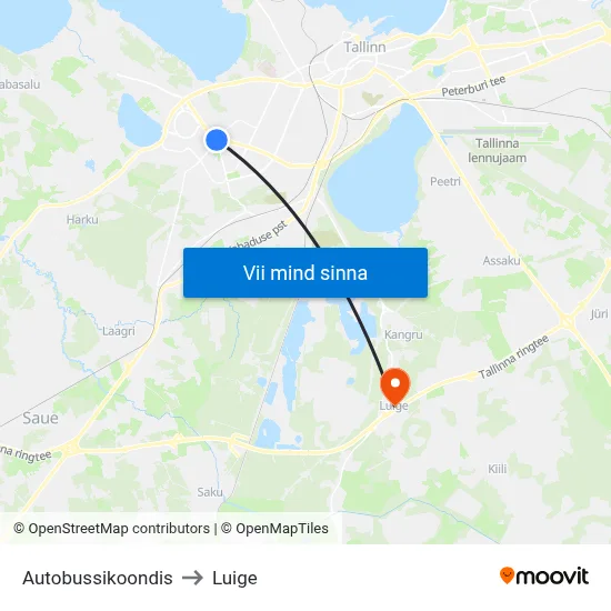 Autobussikoondis to Luige map