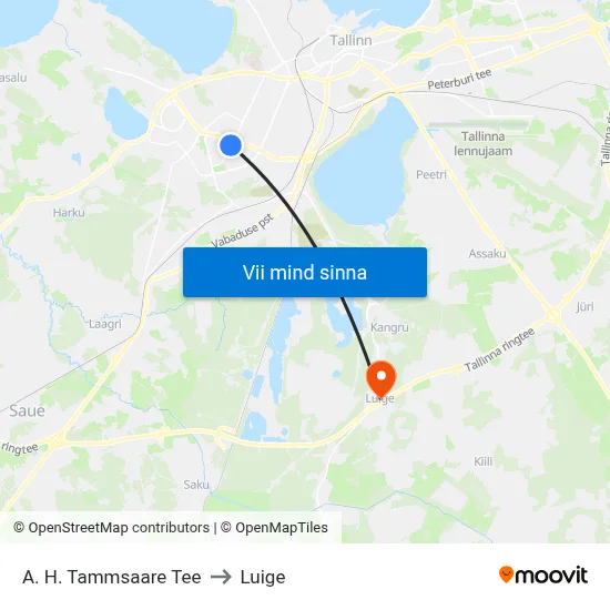 A. H. Tammsaare Tee to Luige map