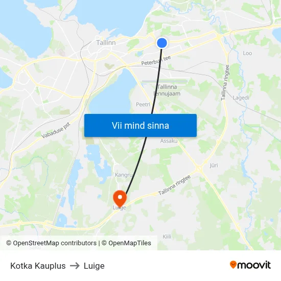 Kotka Kauplus to Luige map