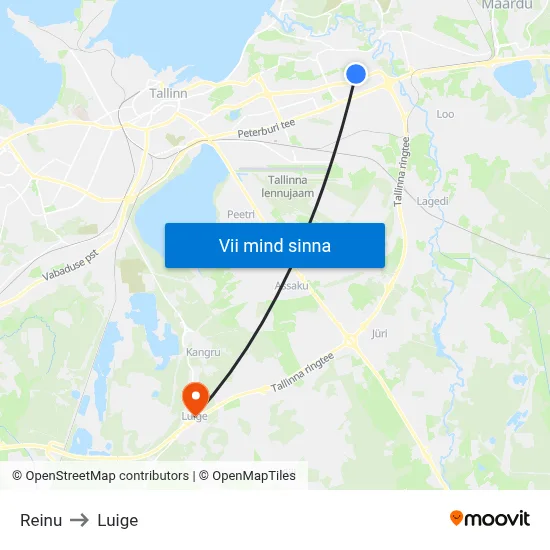 Reinu to Luige map