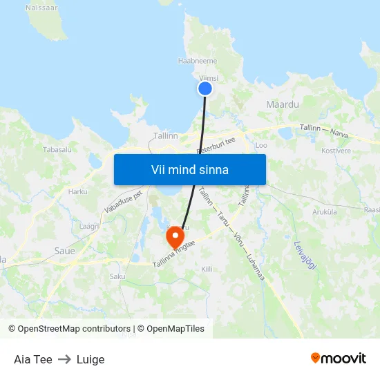 Aia Tee to Luige map