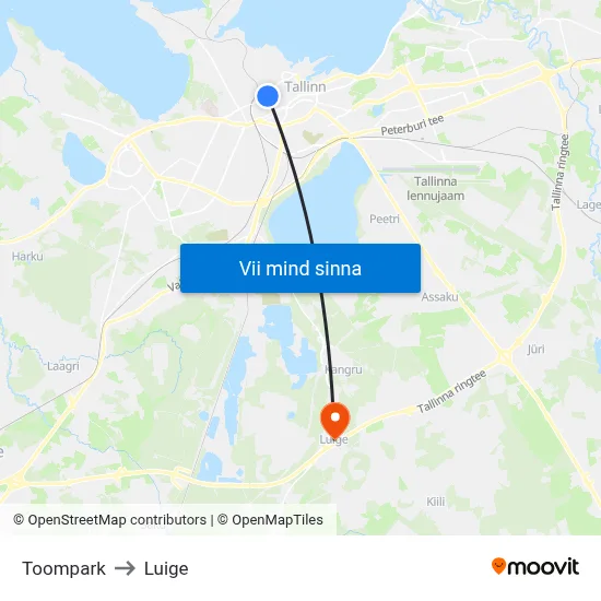 Toompark to Luige map