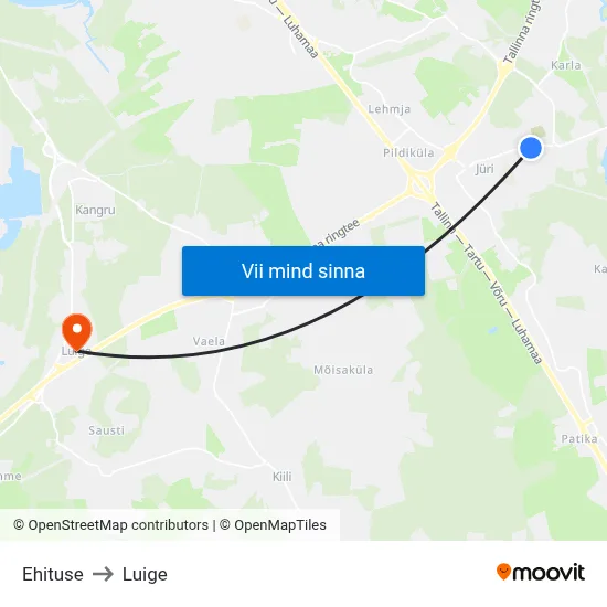 Ehituse to Luige map