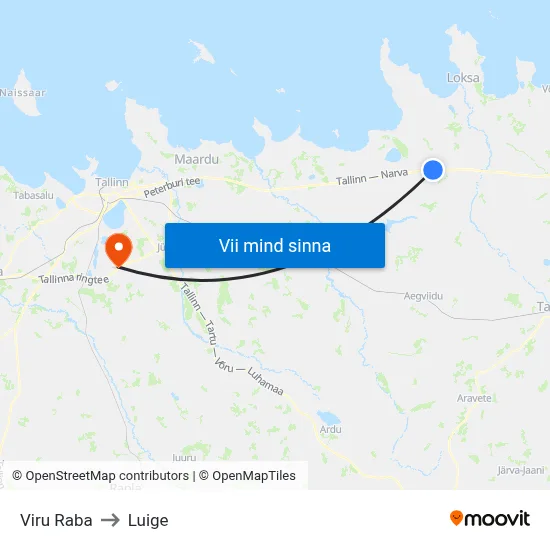 Viru Raba to Luige map