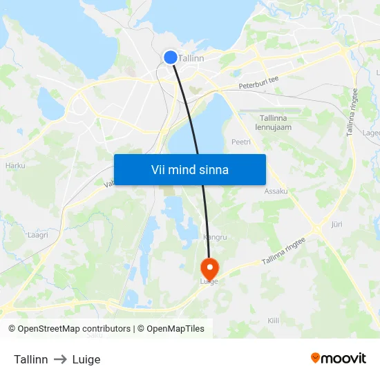 Tallinn to Luige map
