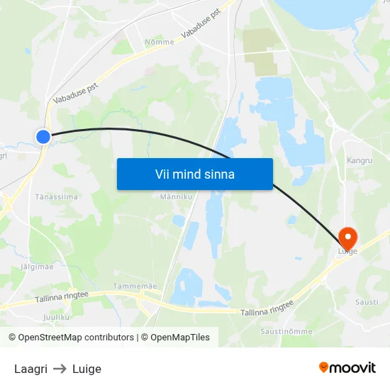 Laagri to Luige map