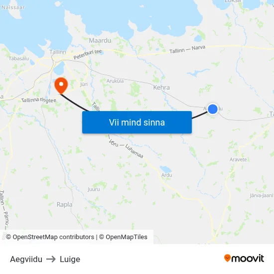 Aegviidu to Luige map