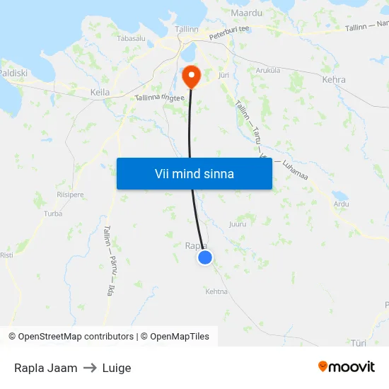 Rapla Jaam to Luige map