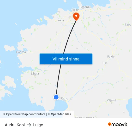 Audru Kool to Luige map