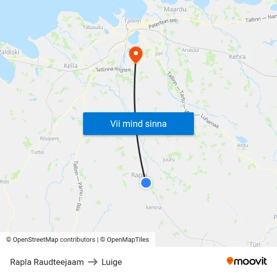 Rapla Raudteejaam to Luige map