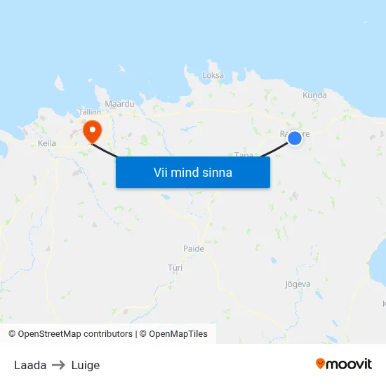 Laada to Luige map