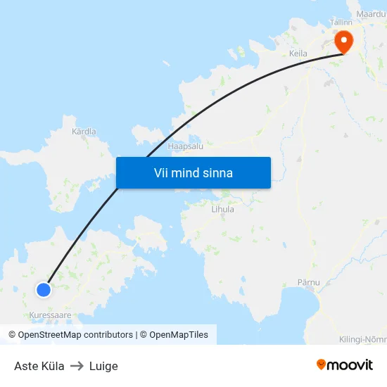 Aste Küla to Luige map